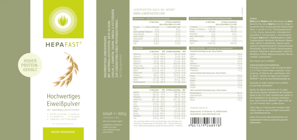 HEPAFAST® Vanille im Bodymed Shop kaufen