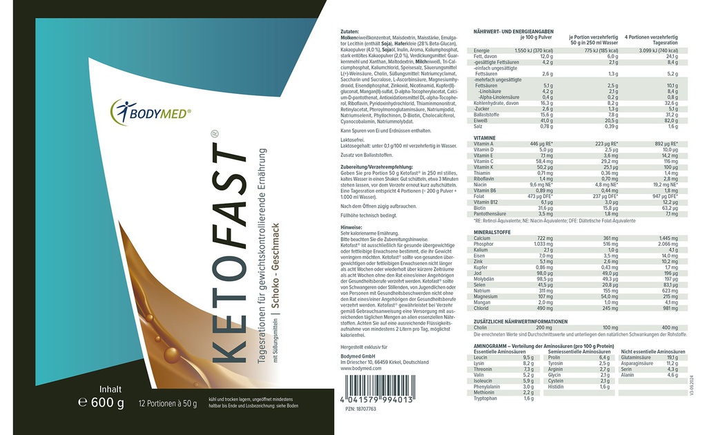 Bodymed KETOFAST® Schoko (Dose) im Shop kaufen