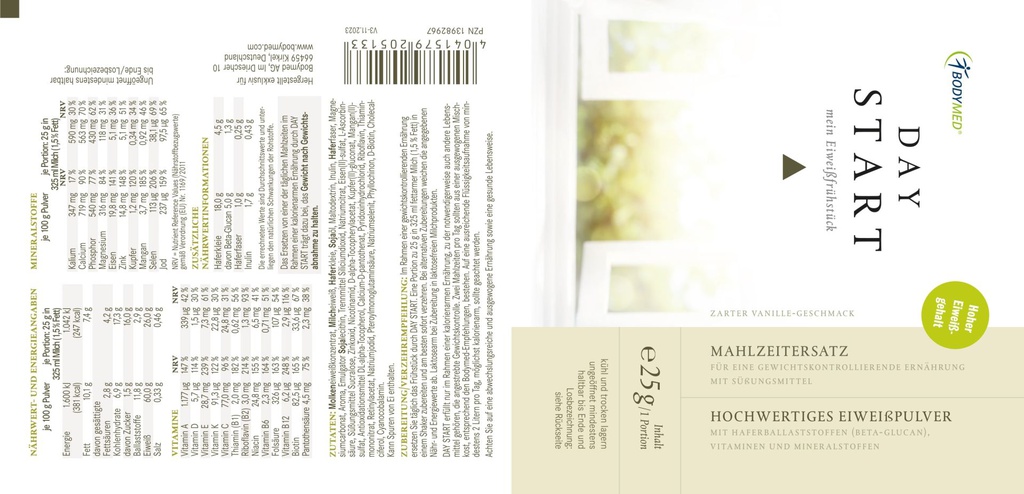 Bodymed DAY START - mein Eiweißfrühstück Portionsbeutel 25g im Shop kaufen