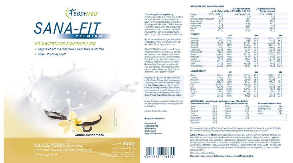Bodymed SANA-FIT Premium Vanille im Shop kaufen