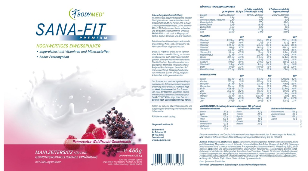 Bodymed SANA-FIT Premium Pannacotta-Waldfrucht im Shop kaufen