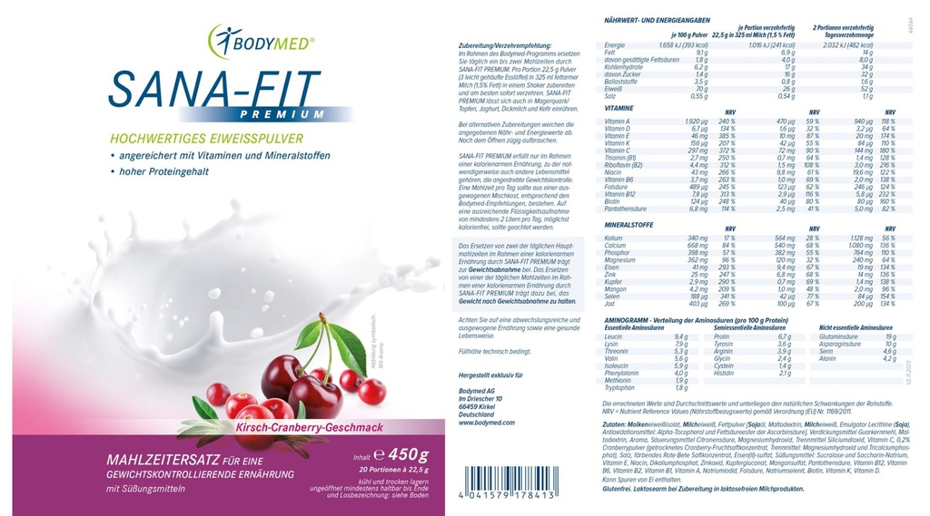 Bodymed SANA-FIT Premium Kirsch-Cranberry im Shop kaufen