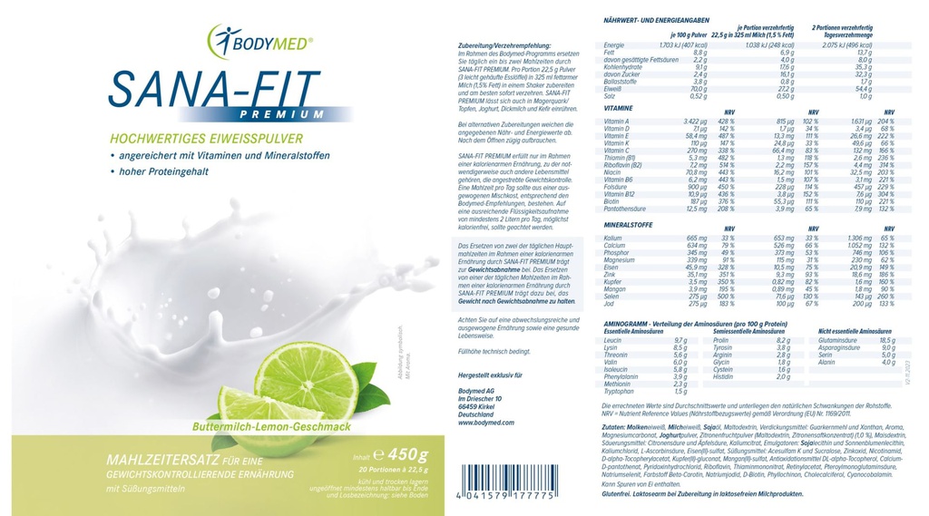 Bodymed SANA-FIT Premium Buttermilch-Lemon im Shop kaufen