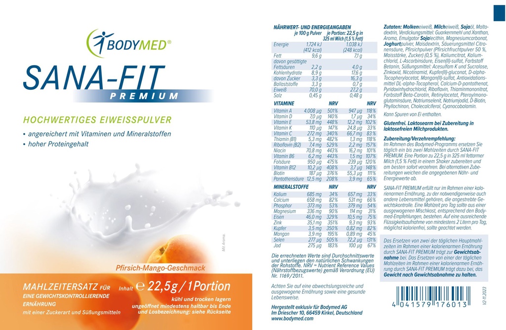 Bodymed SANA-FIT Premium Portionsbeutel Pfirsich-Mango (22,5g)  im Shop kaufen