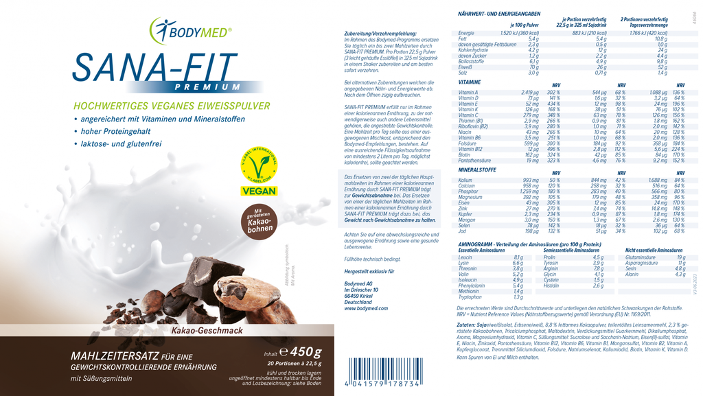 Bodymed SANA-FIT PREMIUM Kakao vegan im Shop kaufen