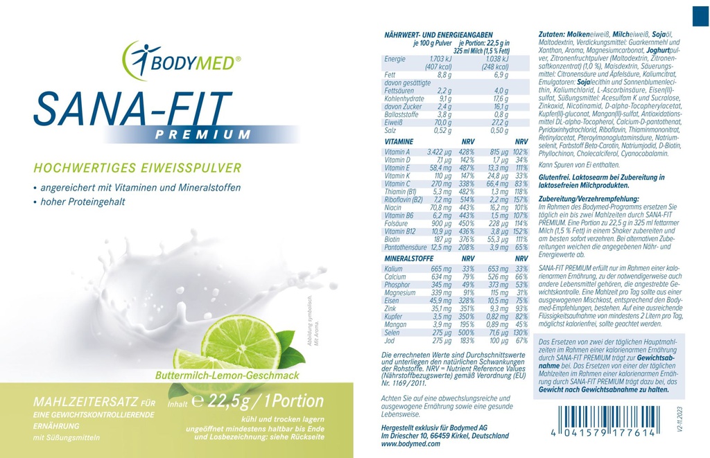 Bodymed SANA-FIT Premium Portionsbeutel Buttermilch-Lemon (22,5g) im Shop kaufen