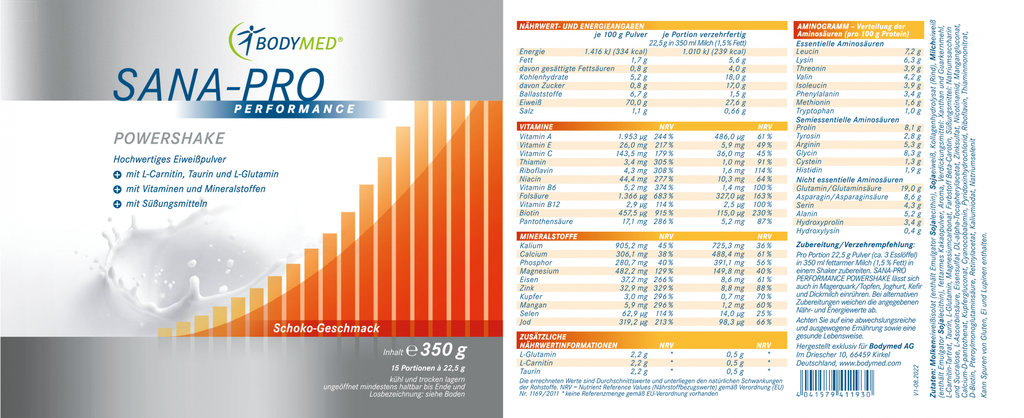 Bodymed PowerShake SANA-PRO Performance Schoko im Shop kaufen