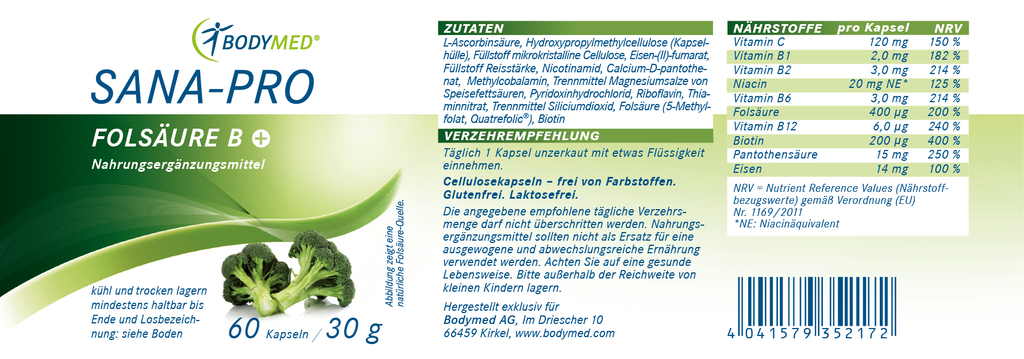 Bodymed SANA-PRO Folsäure B+ im Shop kaufen