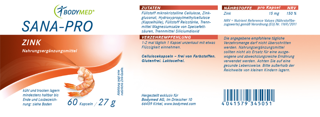 Bodymed SANA-PRO Zink - 60 Kapseln im Shop kaufen