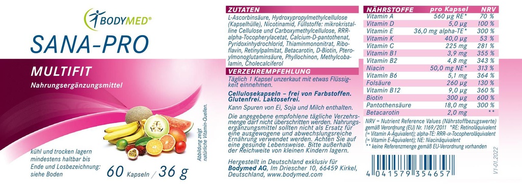 Bodymed SANA-PRO Multifit - 60 Kapseln im Shop kaufen