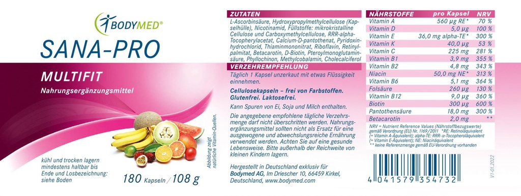 Bodymed SANA-PRO Multifit - 180 Kapseln im Shop kaufen