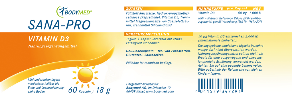 Bodymed Sana-Pro Vitamin D3 60 Kapseln im Shop kaufen
