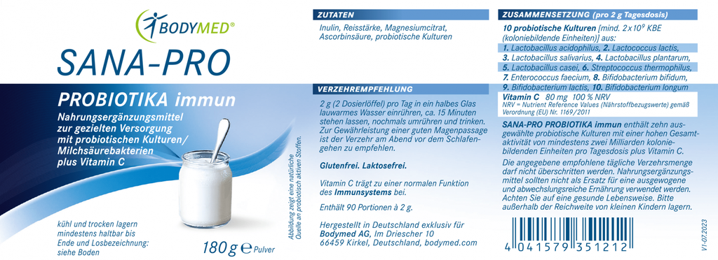 Bodymed SANA-PRO Probiotika immun (180g) im Shop kaufen