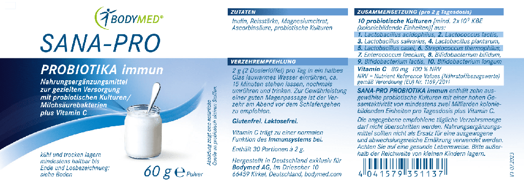 Bodymed SANA-PRO Probiotika immun (60g) im Shop kaufen