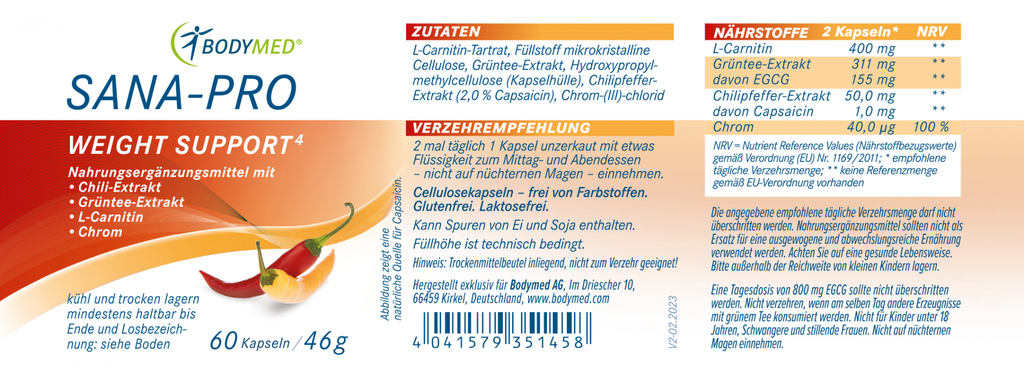 Bodymed SANA-PRO Weight Support 4 - 60 Kapseln (magenfreundlich) im Shop kaufen