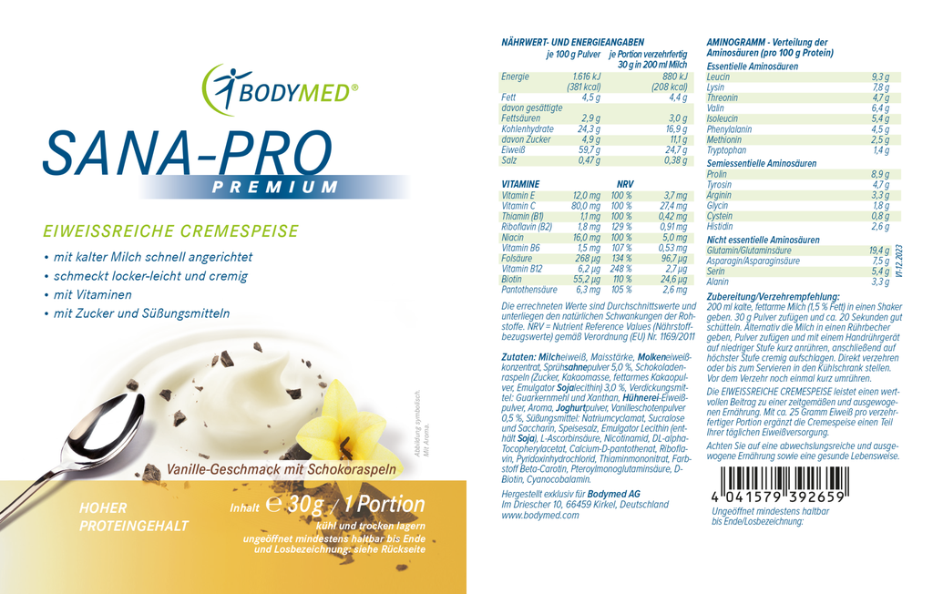Bodymed SANA-PRO Premium Cremespeise Vanille (30 g)  im Shop kaufen