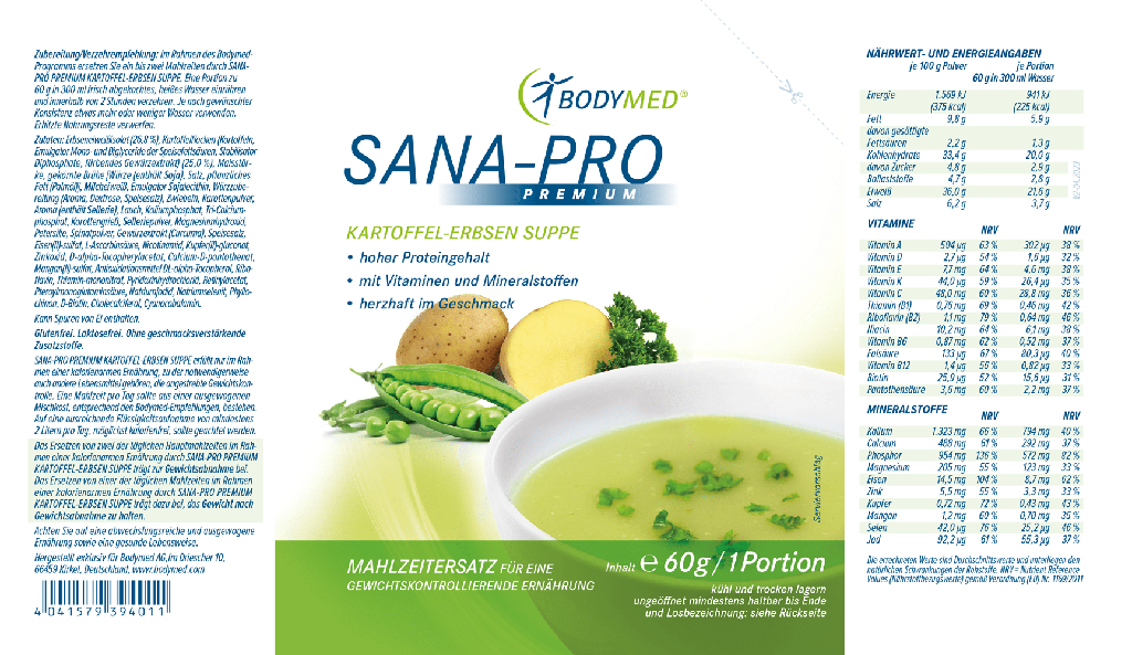 Bodymed Sana-Pro PREMIUM Suppe Kartoffel-Erbsen - 10 Portionen  im Shop kaufen