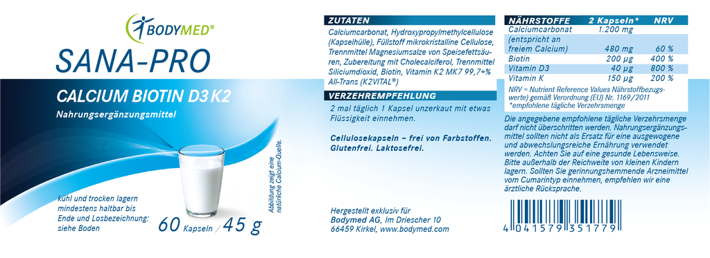 Bodymed SANA-PRO Calcium Biotin D3 K2