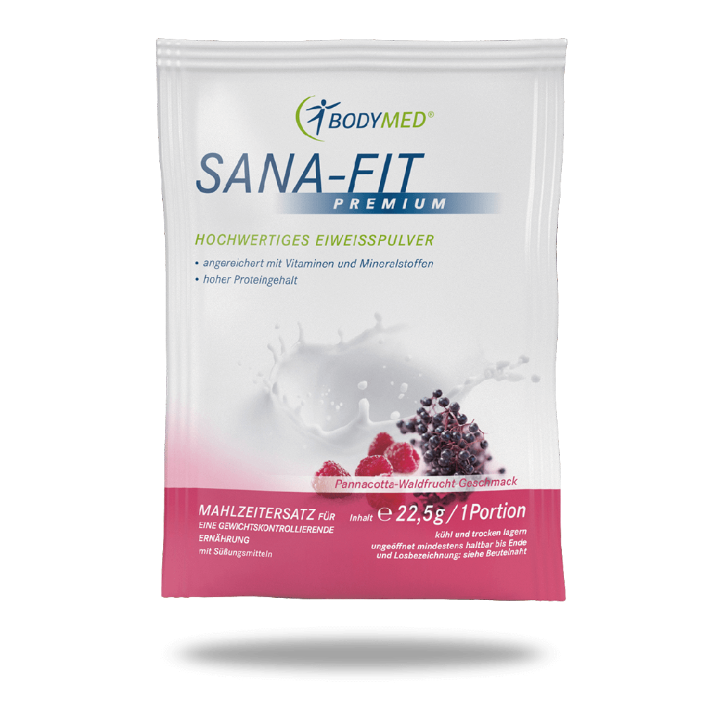 Bodymed SANA-FIT Premium Portionsbeutel Pannacotta-Waldfrucht (22,5g)